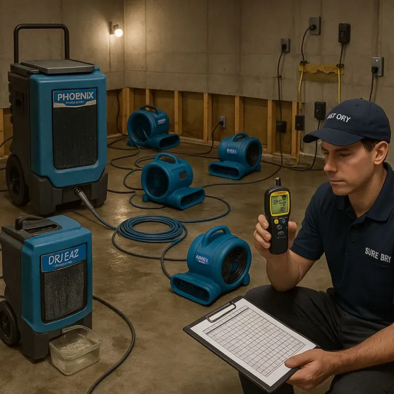 Structural Drying and Dehumidification process in Gilbert, MN